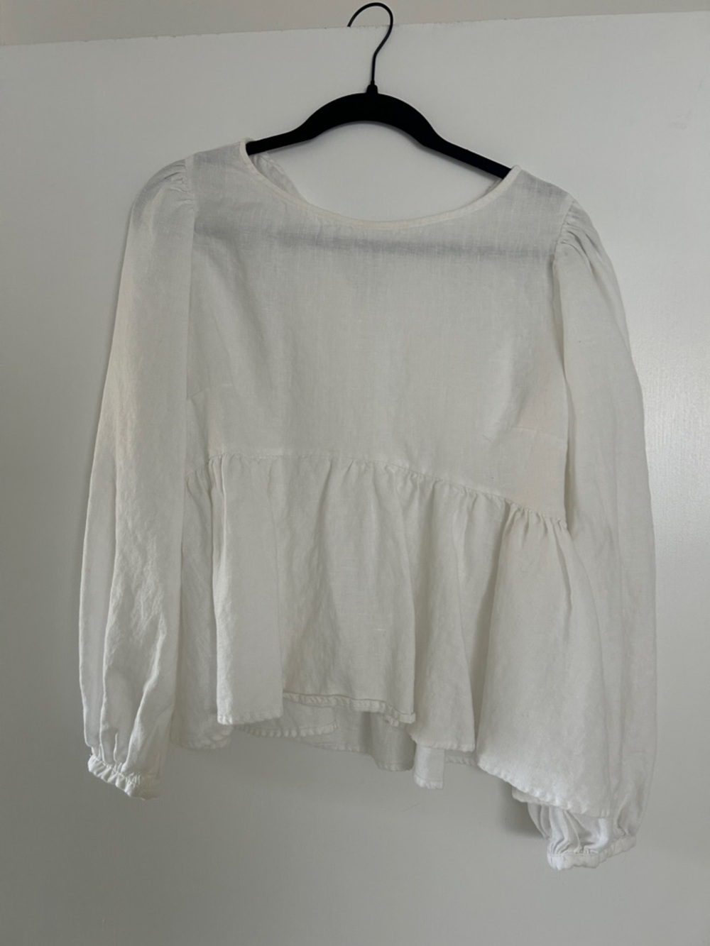 Reformation White linen Peplum Long-Sleeve Women's Top